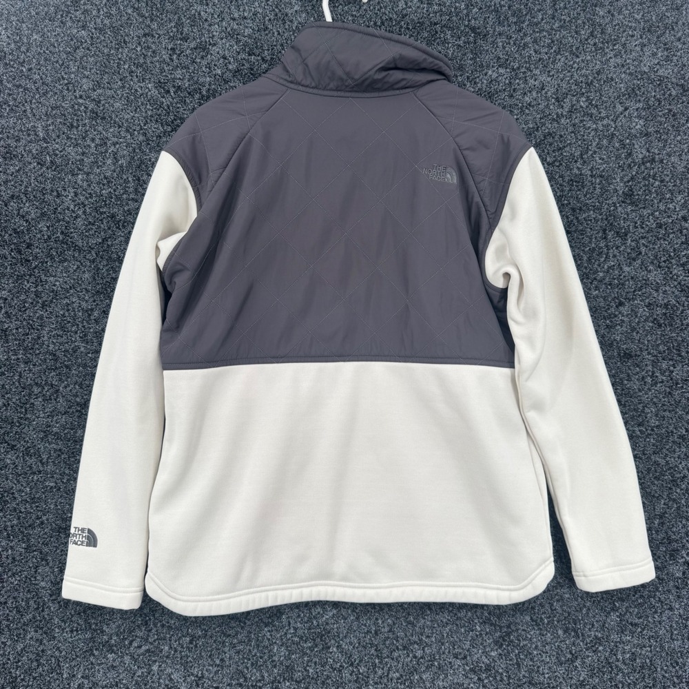 The North Face Womens Mountain Sweatshirt Quilted Pullover Grey Cream Medium - Picture 3 of 8